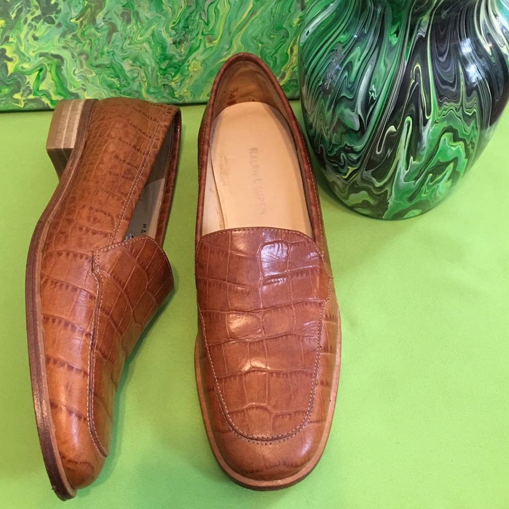 HP🎉 Ralph Lauren Vintage Crocodile Leather Loafer